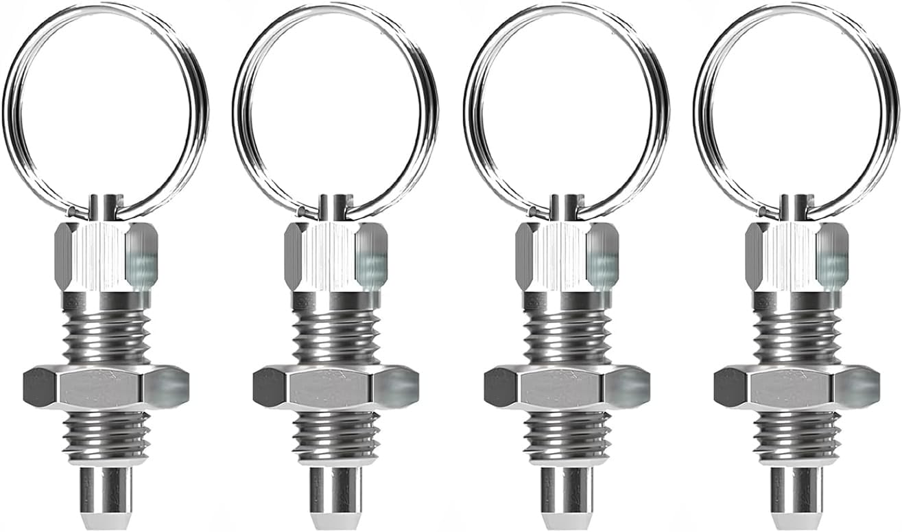 Compatible with 4 Pcs M12 Stainless Steel Spring Plunger Hand-Retractable Manual Reset Knob with Pull Ring Tool (M8)