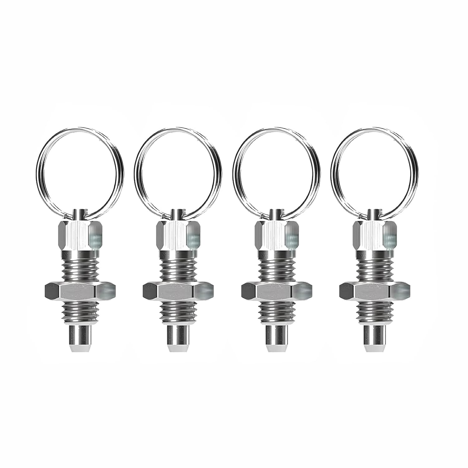 4 Pcs M12 Stainless Steel Spring Plunger Hand-Retractable Manual Reset Spring Plunger Knob with Pull Ring Tool (M6)