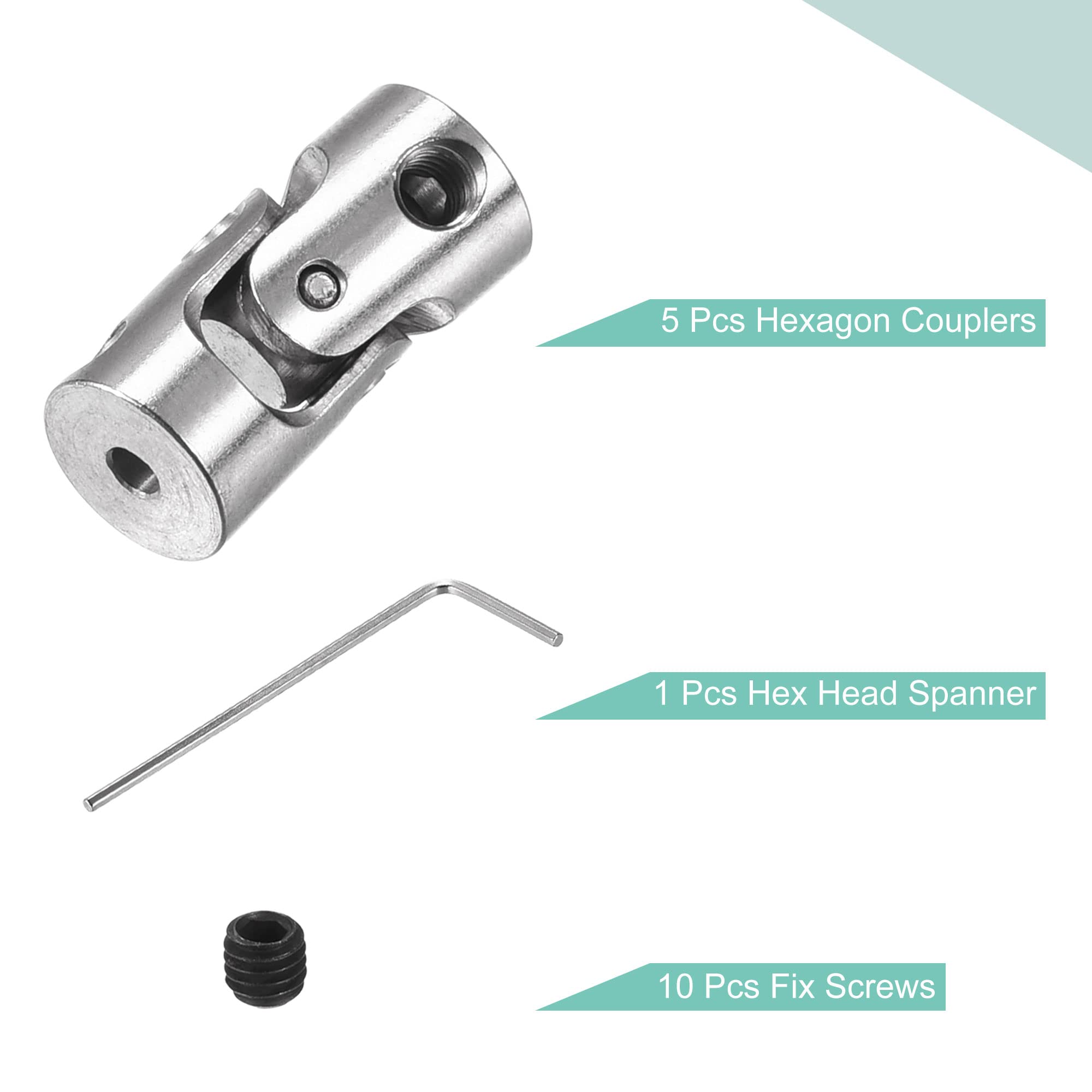 5 Pièces Joint Universel 2mm - Croisillon Pour Accouplement, Neuf Sous Blister