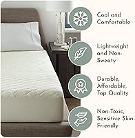 Vista 3 de Protector de colchón orgánico 100% algodón Protector de colchón orgánico GOTS transpirable y silencioso con durabilidad premium de 300 GSM