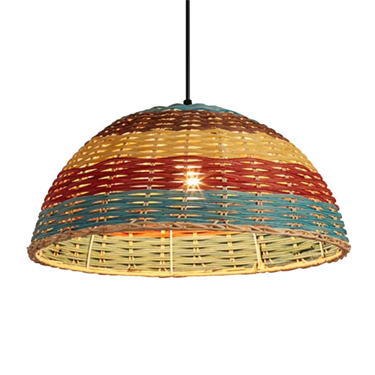 SHUANGZ 15.7'' Large Rattan Coastal Chandelier 1-Light Hand-Woven Lighting Fixture Country Style Multi-Layer Wicker Pendant Light for Farmhouse Ceiling Hanging Lamp for Living Room, Bedroom & Foyer