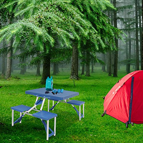 Homvent Height Adjustable Folding Table 3/4/6 Ft Fold-In-Half Multipurpose Folding Utility Table For Picnic Party Dining Camp Tables (Blue, 35.43 X 17.13 X 4.53 Inch) #TOP2
