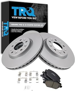 TRQ Front Brake Pad and Rotor Set Ceramic G Coated Rotors