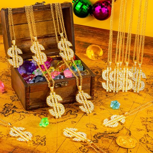 15Pcs Dollar Sign Necklaces, Fake Dollar Sign Necklace Bulk for Men Women, Hip Hop Money Chain Necklace for Rapper Costume Accessories4