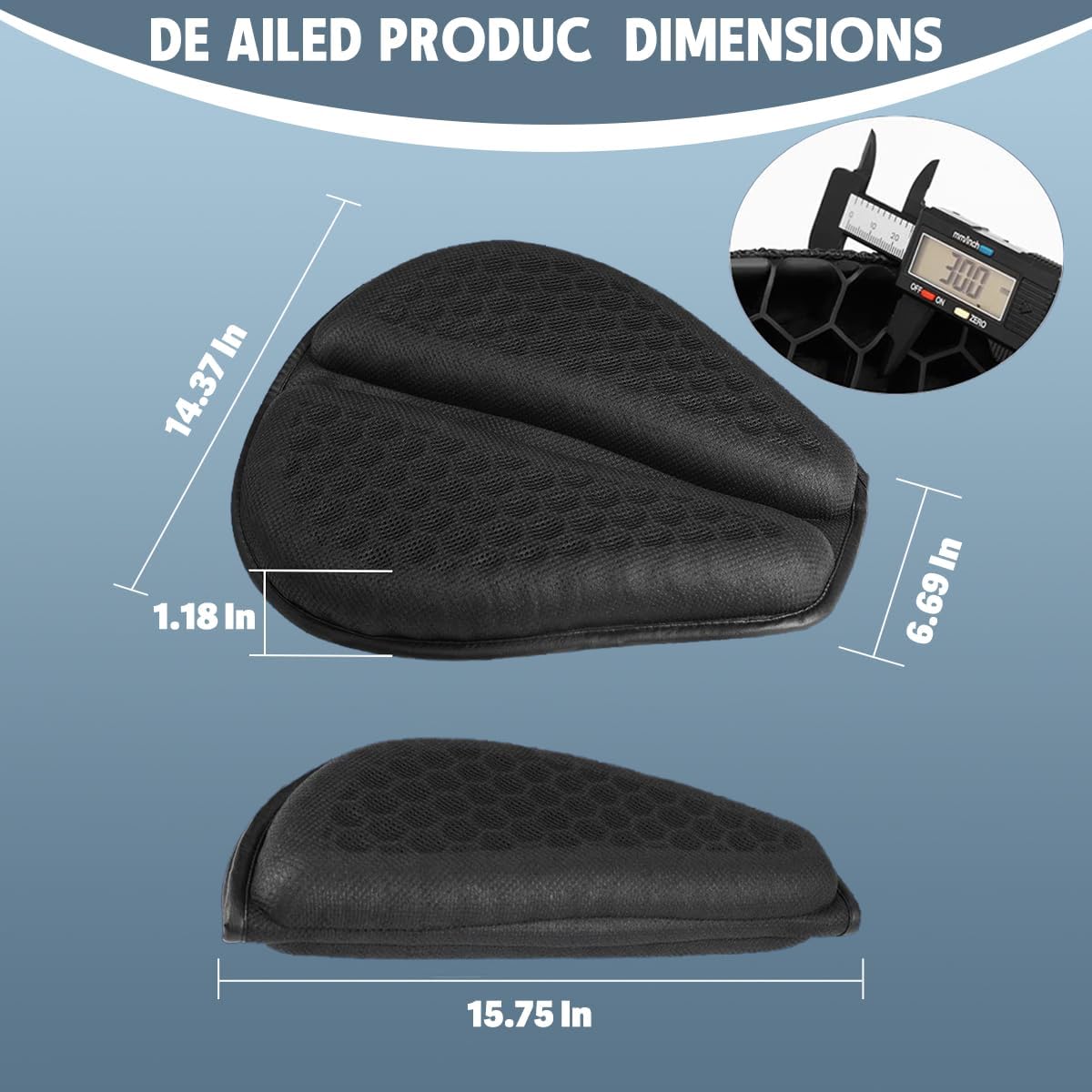 Shake Rider Cushion - Motorcycle Gel Seat Pad, 3D-Honeycomb, Shock Absorption Not Stuffy, Protecting Sensitive Areas, Relief No More Tailbone Soreness, Ride 3X Longer, Discomfort on Long Rides (2Pcs)
