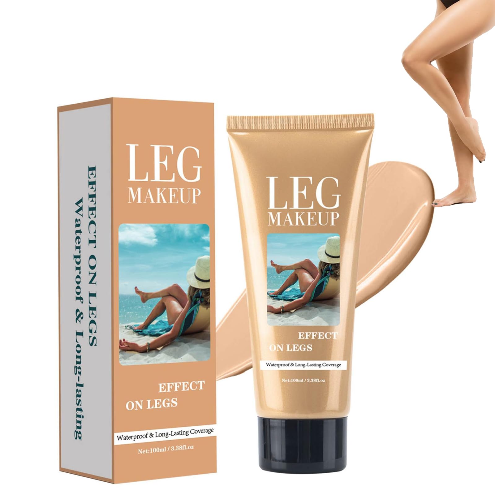 Kyne Leg Perfector, Body Coverage Perfector Für Beine,Körper Leg Make Up Wasserfest,Tattoo Make Up Cover,Tattoo-Abdeckung Für Körpernarben, Leicht Aufzutragen,Volldeckender Concealer,Weizenfarbe