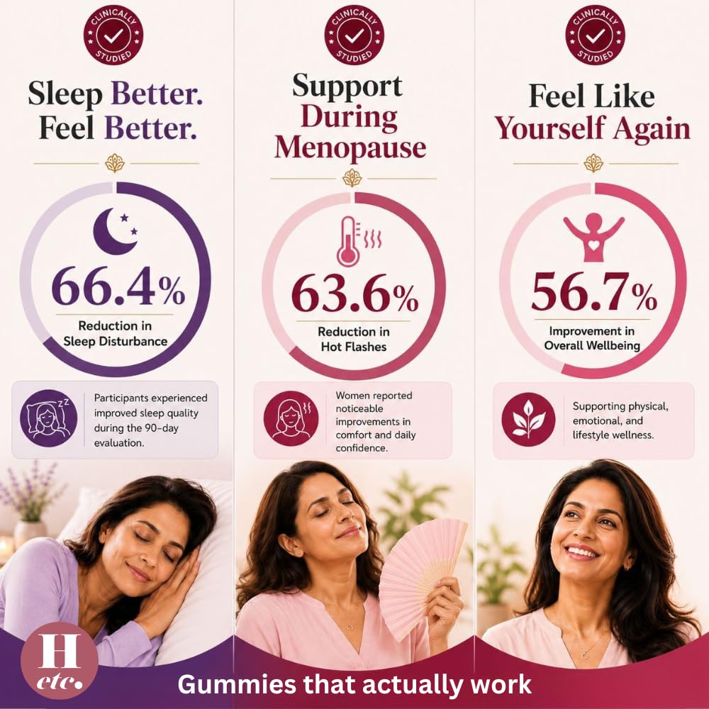 Perimenopause & Menopause Support Gummies for Women - Health etc. Hormone Balance Supplement for Hot Flashes, Night Sweats & Energy - Black Cohosh, Soy Isoflavones & Vitamin D3 - Vegan & Sugar-Free, 30 Count — Amazon image 5