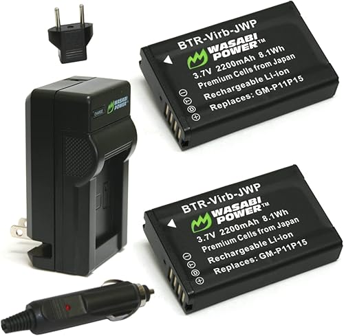Wasabi PowerBatería y Cargador para Garmin 0101165403y Garmin Alpha Montana 600 Montana 600T Montana 650 Montana 650t Monterra VIRB VIRB Elite