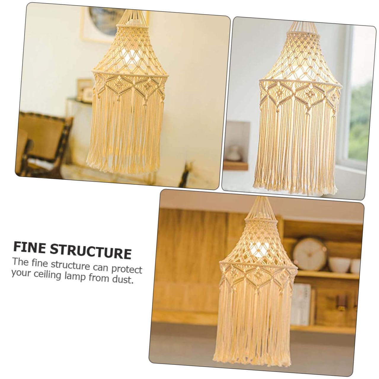 STOBAZA Paralume in Cotone Beige Fatto Bohemien per Lampada da Soffitto Decorativa per Soggiorno e Camera