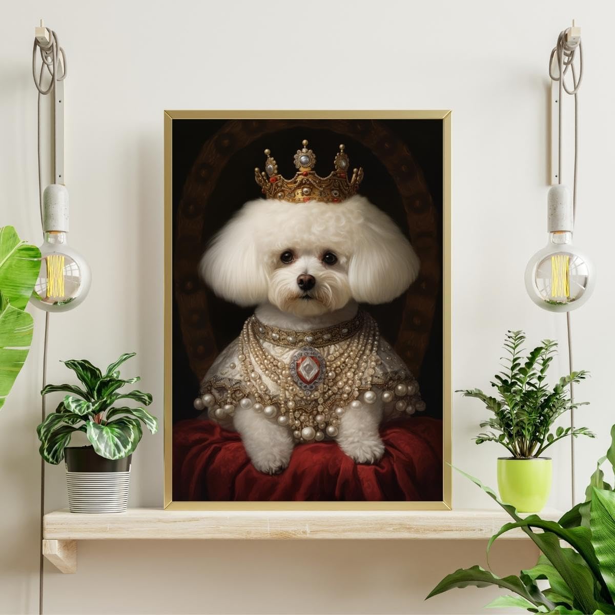 Bichon Frise Royal Princess Jigsaw Puzzle 300/500/1000 Piece - Pet Royal Portrait Gift for Bichon Frise Owner (500pc (38×52cm))
