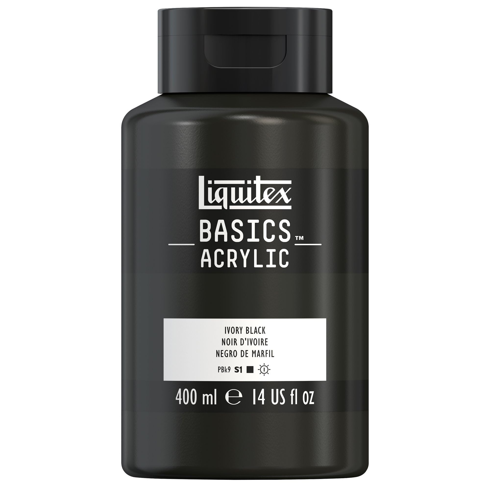 Basics Acrylic Colour 400ml Jar Ivory Black Row, these acrylic paints have excellent light resistance, are non-yellowing, and age-resistant, with a silky gloss finish