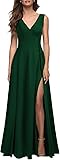 MUSHARE Women's V Neck Sleeveless Split Formal Dress Cocktail Party Prom Long Dresses X-Large Green