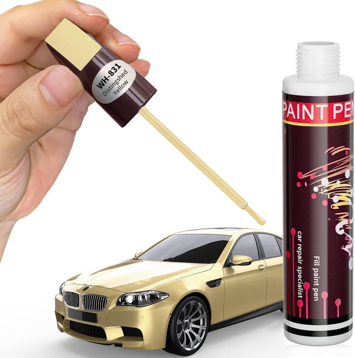 Touch Up Paint Pen for Cars Scratch Removal Repair, Wheel Fill Paint Pen Black/White/Multi-color Optional for Various cars (Champagne Gold)