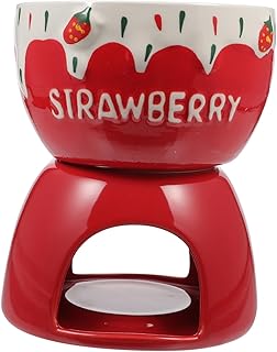 Ceramic Cheese and Chocolate Melting Pot Set Fondue Butter and Candy Sturdy Elegant Design for Home Entertaining and Display No Electricity Needed