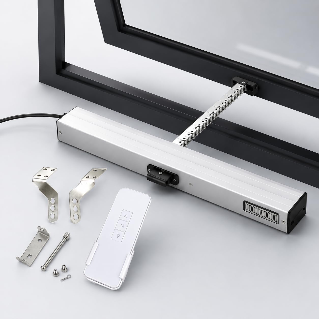 Electric Skylight Opener with Rain Sensor - 600N Force 300mm Stroke Automatic Chain Window Actuator, 110-240V Motorized Skylight Motor with Remote Control for Roof Windows, Smart Ventilation Opener