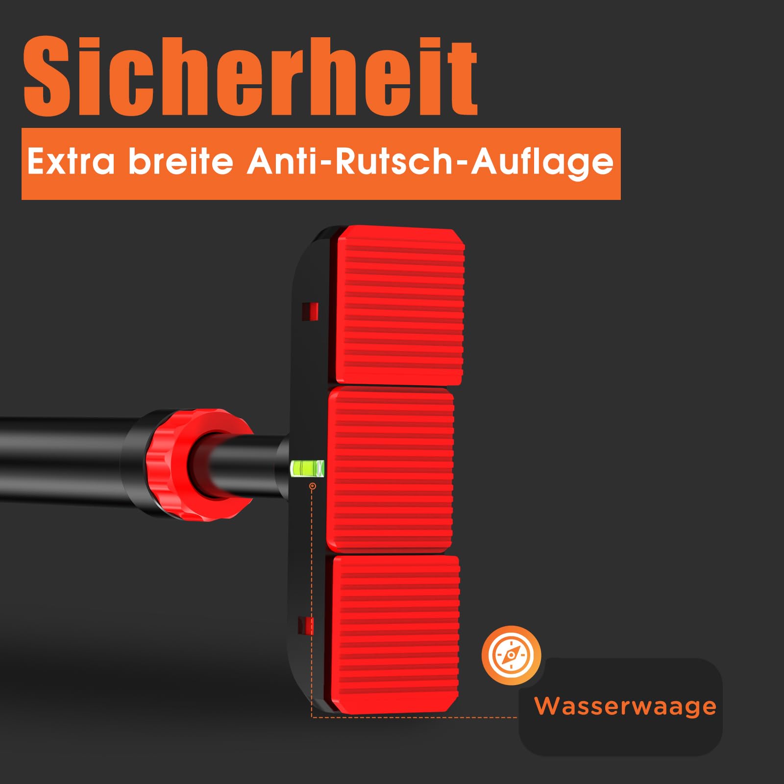 DH FitLife Klimmzugstange für Türrahmen ohne Schrauben | Pull Up Bar Doorway zu Hause | Türstange für Muskeltraining | Dehnstange für Tür 72-92 cm | mit Wasserwaage