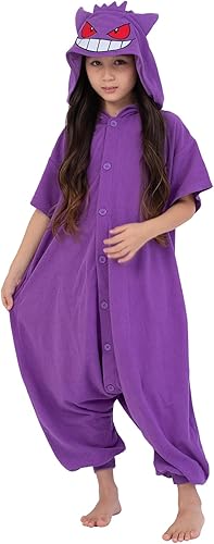 Miniatura 4 de SAZAC Kigurumi - Pokemon - Gengar - Enterizo de verano para Halloween, talla infantil (7 a 9 años), morado, Púrpura