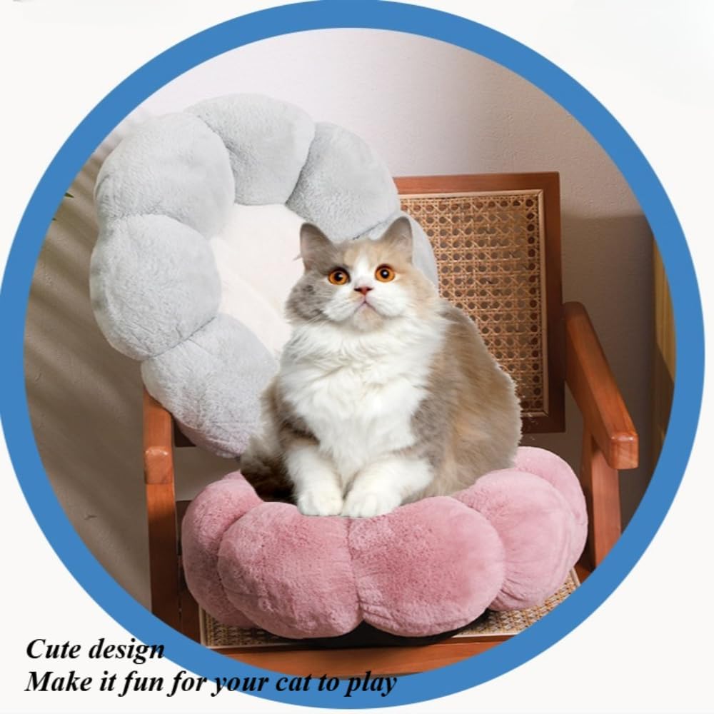 Purrfect Petals Flower Cat Bed - Plush Support & Raised Sides for Security, Ultra Soft Comfortable Pet Bed for Cats, Kittens & Small Breeds(Pink,21.65''X5.91''X21.65'')
