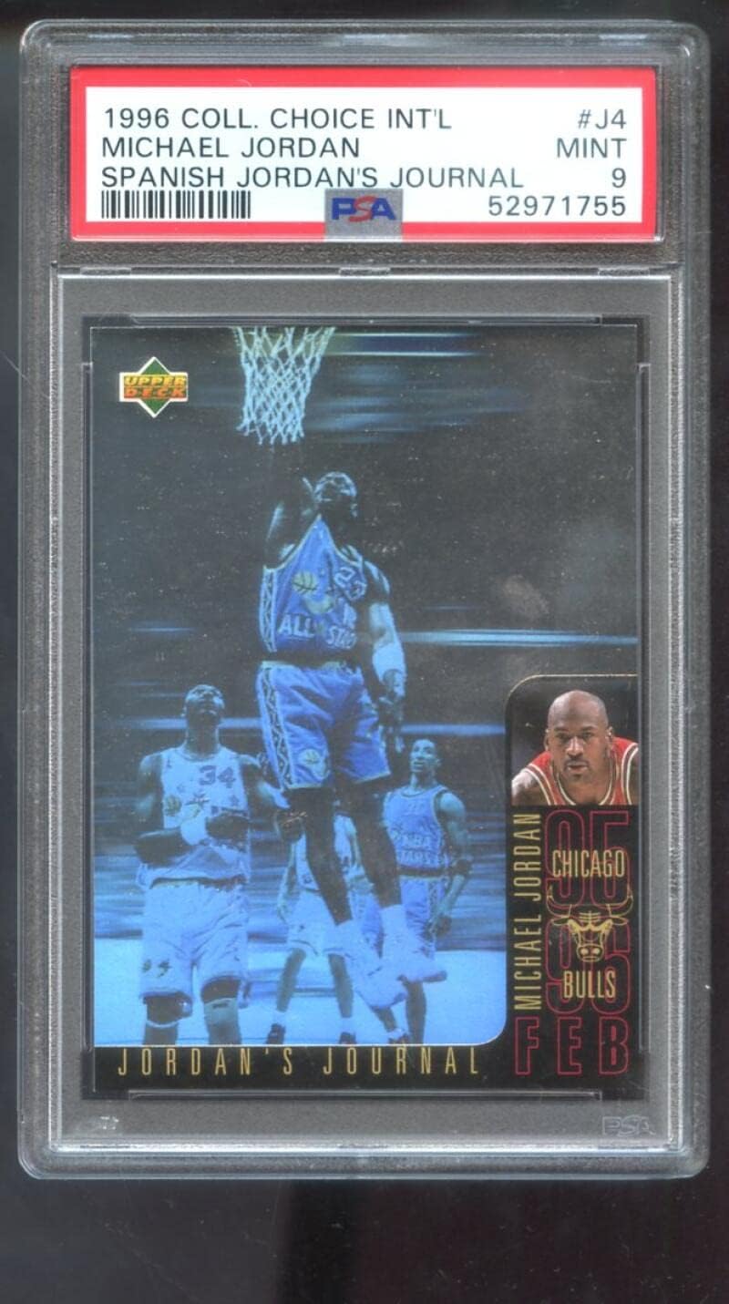 1996 Upper Deck Collector's Choice International Spanish Jordan's Journal #J4 Michael Jordan PSA 9 Graded Basketball Card NBA Chicago Bulls Int'l Collectors MINT