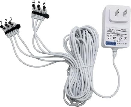 4.5V AC/DC Power Adapter for Lemax Lighted Accessory 6-Output | Compatible with Spooky Town & Christmas Accessories, Plug in Transformer for Mini House Halloween & Holiday Decor 6-Output
