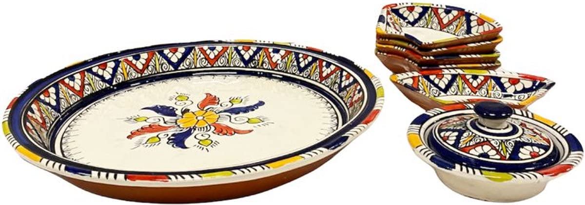 Bunt - Tapasschale Servierset - Dipset - 8-teilig handgefertigt Ø 35 cm