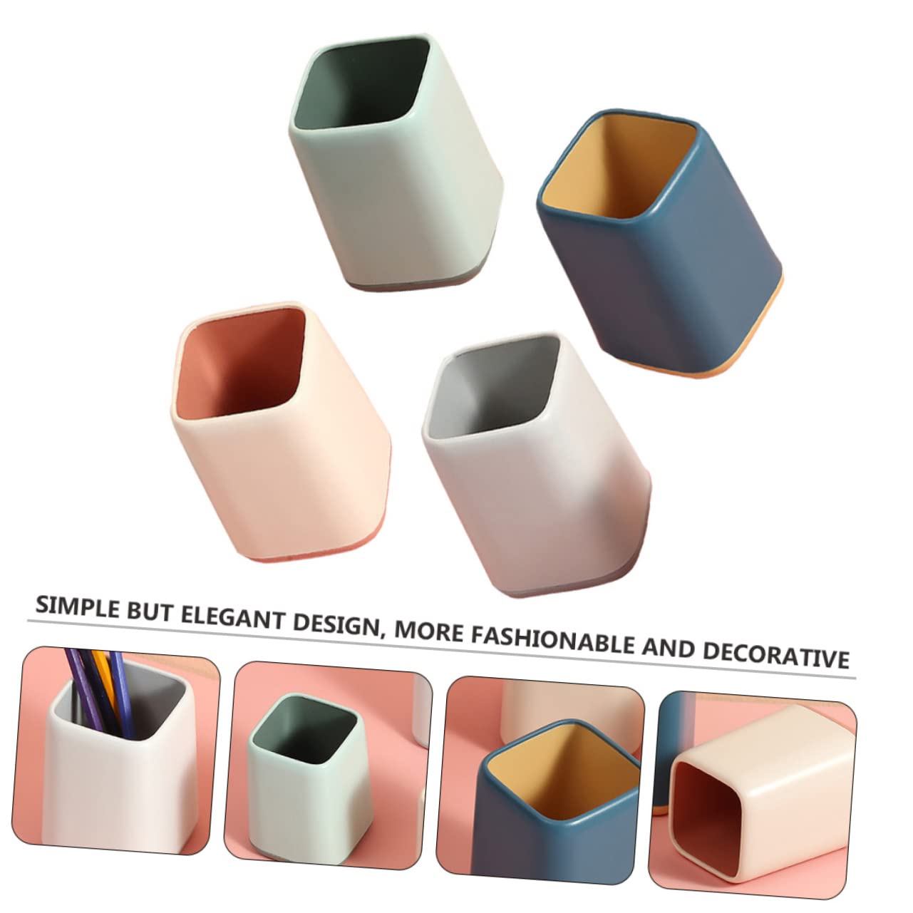 Portapenne Decorativo Multifunzione in Plastica, Contenitore per Penna e Cosmetici per Scrivania, Scatola di Stoccaggio Semplice ed Elegante