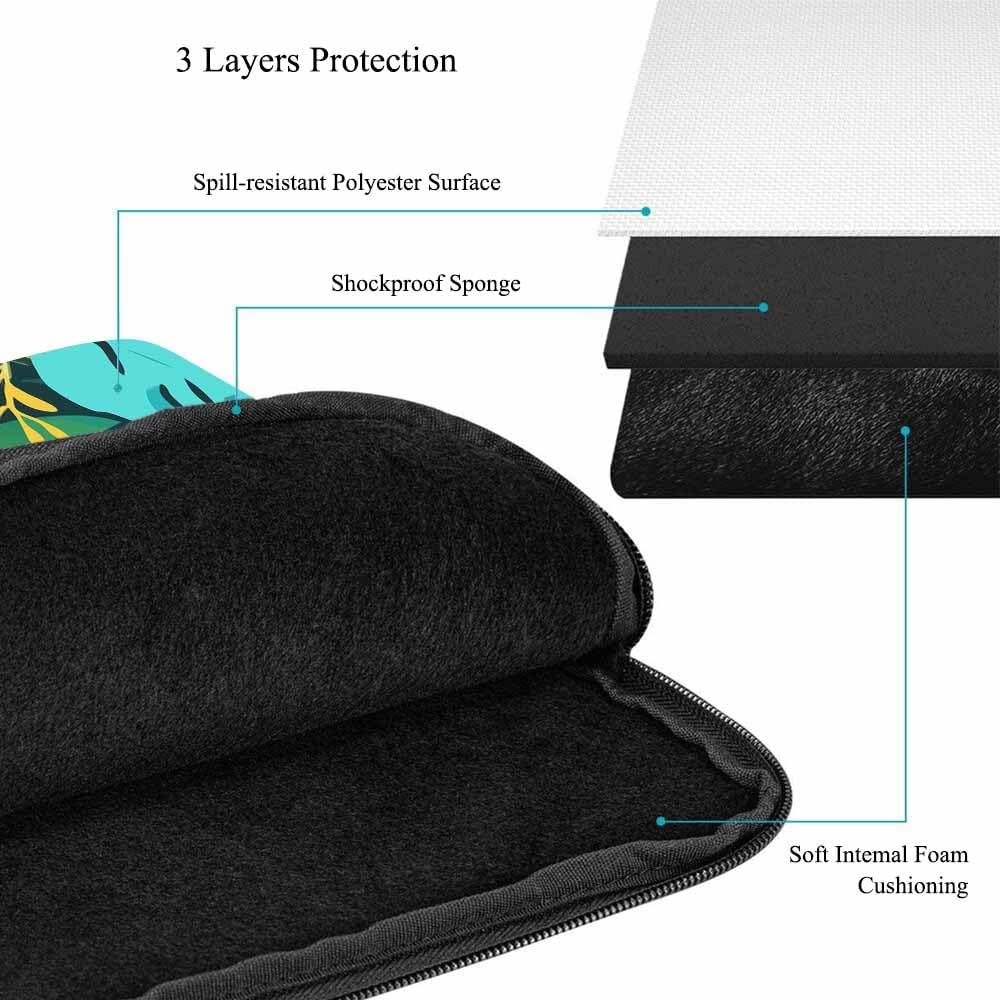 Laptop Sleeve Bag 15.4 15.6 Inch,Jungle Tropical Palm Leaves Exotic Plants Colorful Protective Polyester Computer Cases Laptop Cover Briefcase Bag Tablet Travel Cover image 4