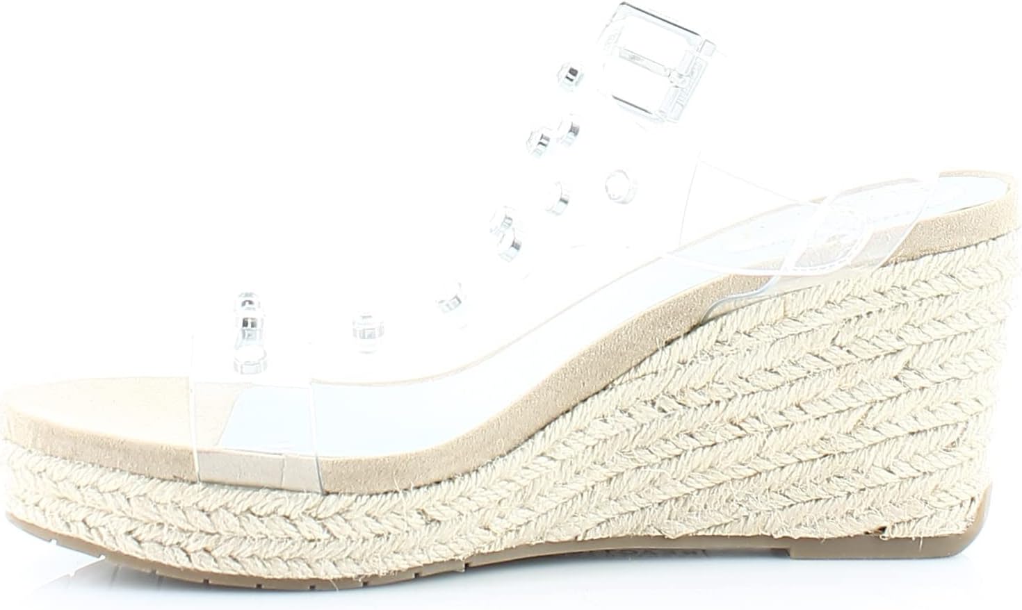 Kenneth Cole REACTION Women's Card Jewel Wedge Sandal, Clear, 9