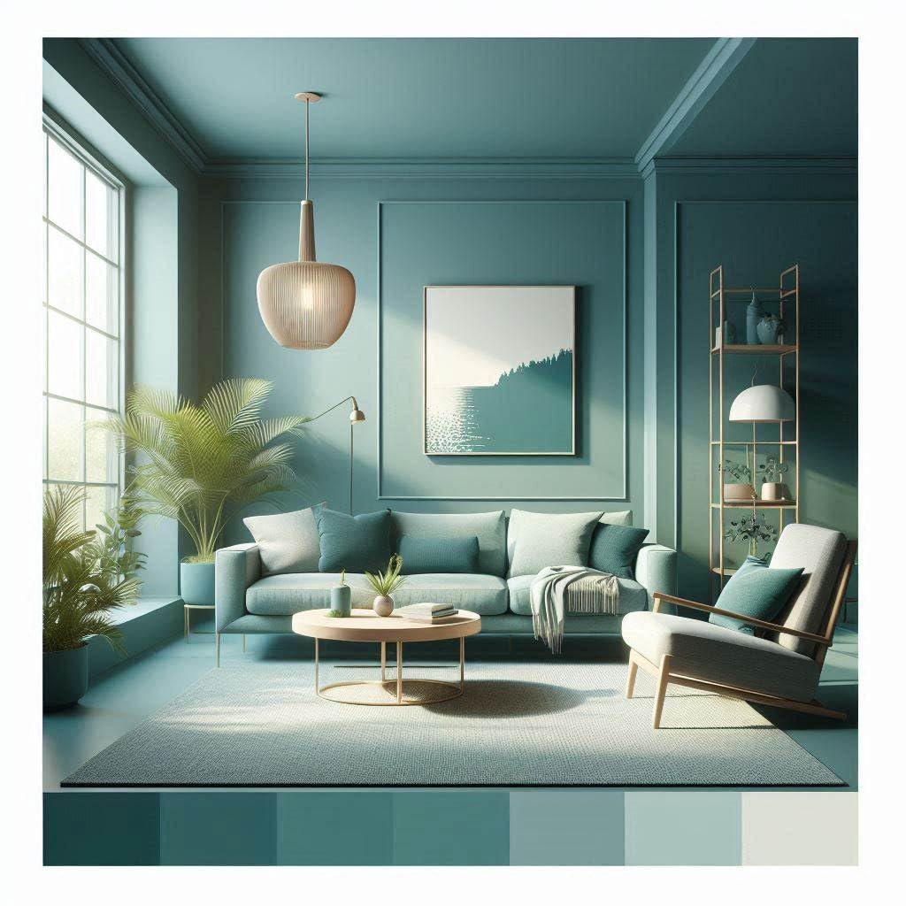 K&L Wall Art Pintura de pared mate para interiores, color verde, protección de pared, 2,5 litros, verde menta, aguamarina