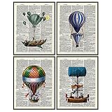 Gothic Steampunk Decor - Blimp - Airship - Dirigible - Hot Air Balloon Decorations - Goth Wall Art - Victorian Living Room Wall Decor - 8x10 Poster Print Set