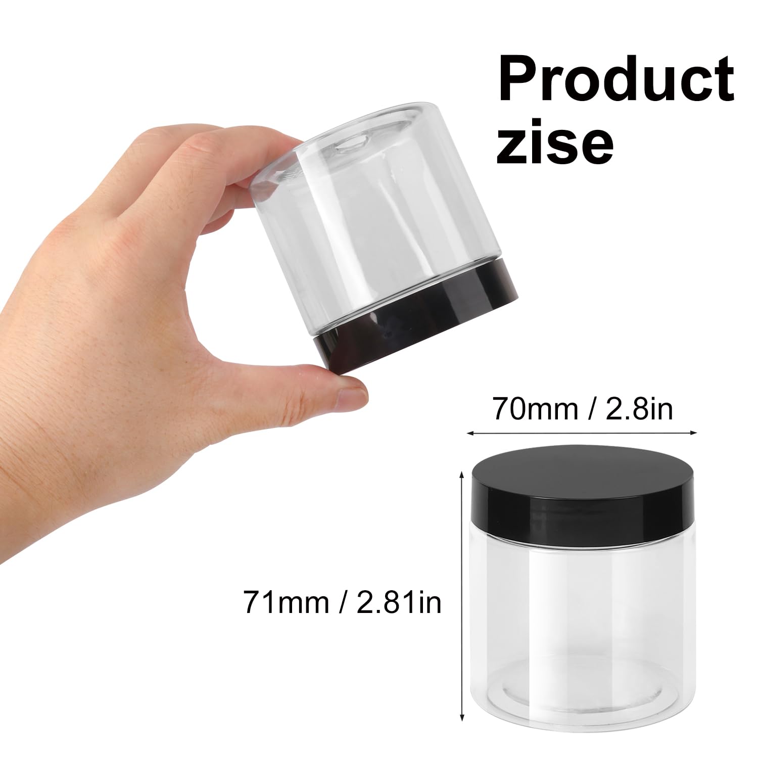 Confezione da 48 barattoli in plastica trasparente da 170 g con coperchio nero, contenitori per burro per il corpo, contenitori per cosmetici, per ingredienti da cucina, perline, paillettes, lozioni