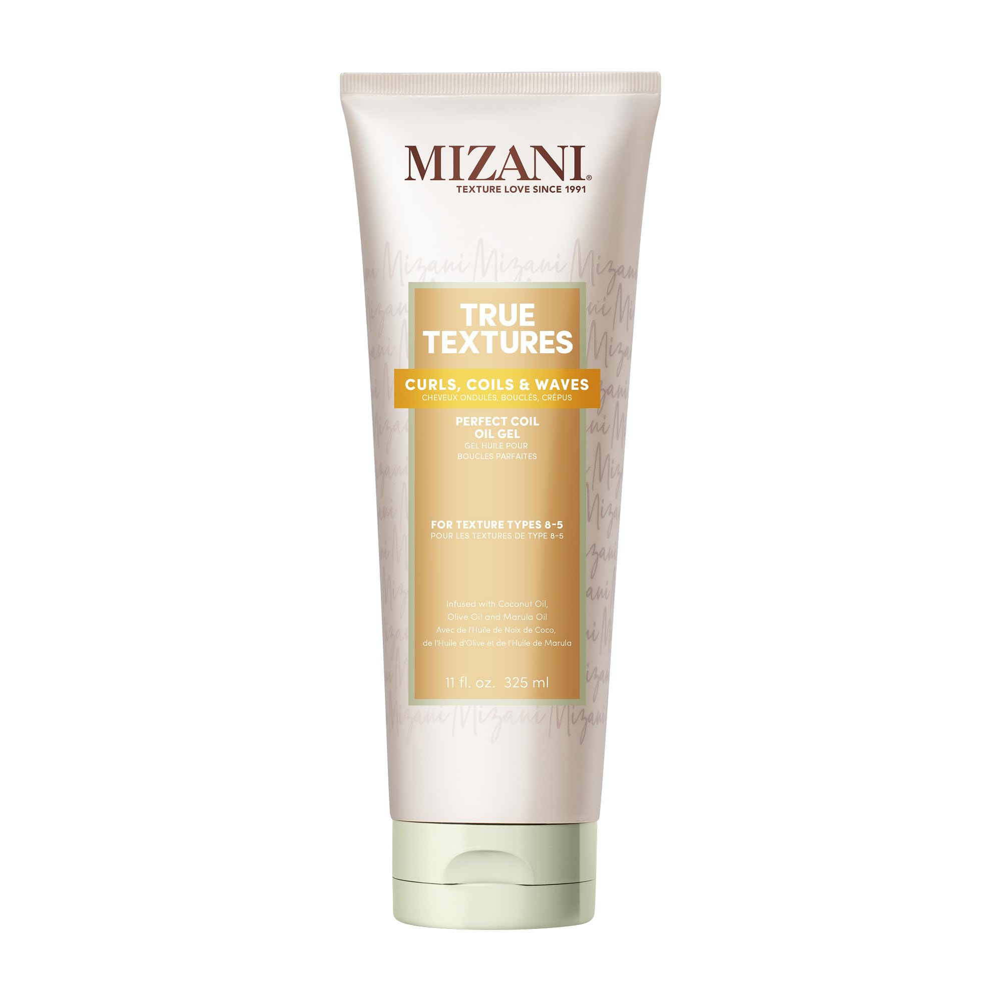 Mizani Coil-Gel für perfekt definierte, unkomplizierte Locken, aktiviert und hält das Haar während es hydratisiert, angereichert mit Oliven-, Kokos- und Marula-Ölen, True Textures Perfect Coil Oil