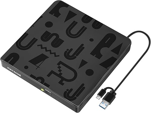 Unidad externa de CD y DVD, USB 3.0 tipo C CDDVD +-RW grabadora portátil lector lector lector óptico CD ROM unidad de disco para computadora