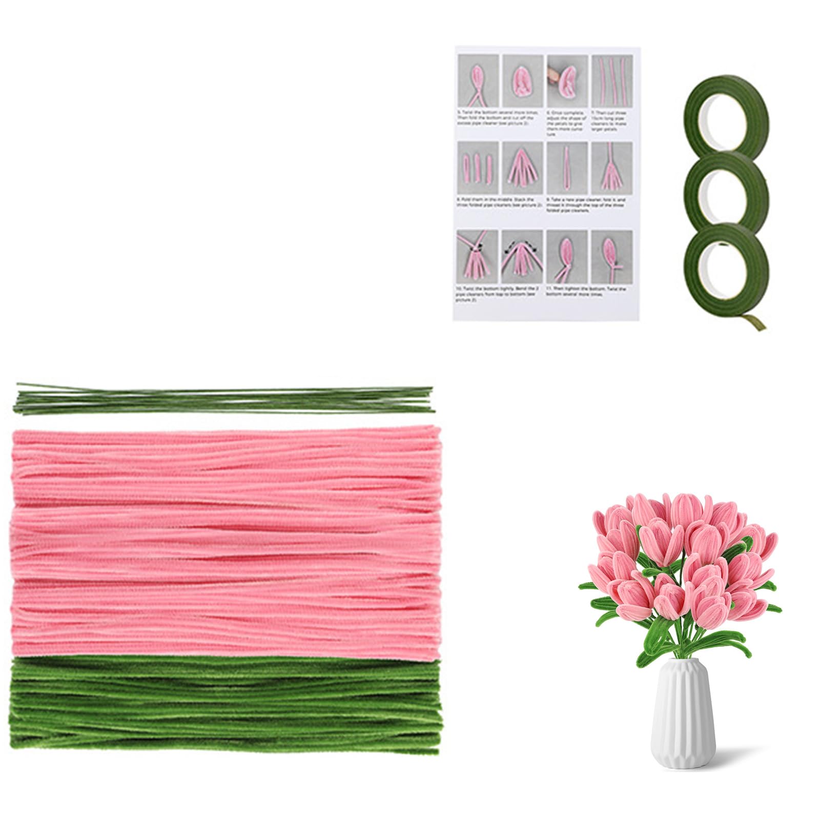 Tsophreniq Tulips/Sunflowers Bouquet Craft Supplies Bendable Wire Stems for Florals Creative Accessory Flower Materials