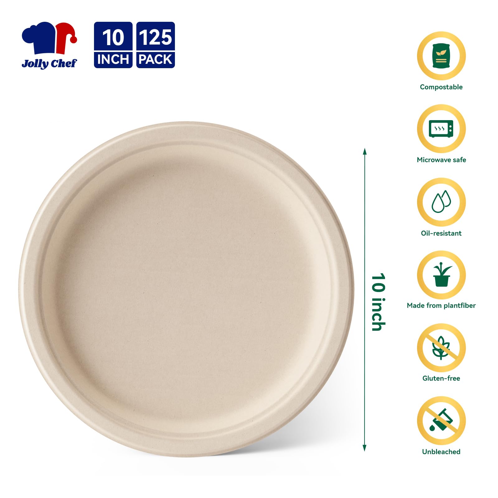 Eco-Friendly Compostable Plates - 125 Pack -2