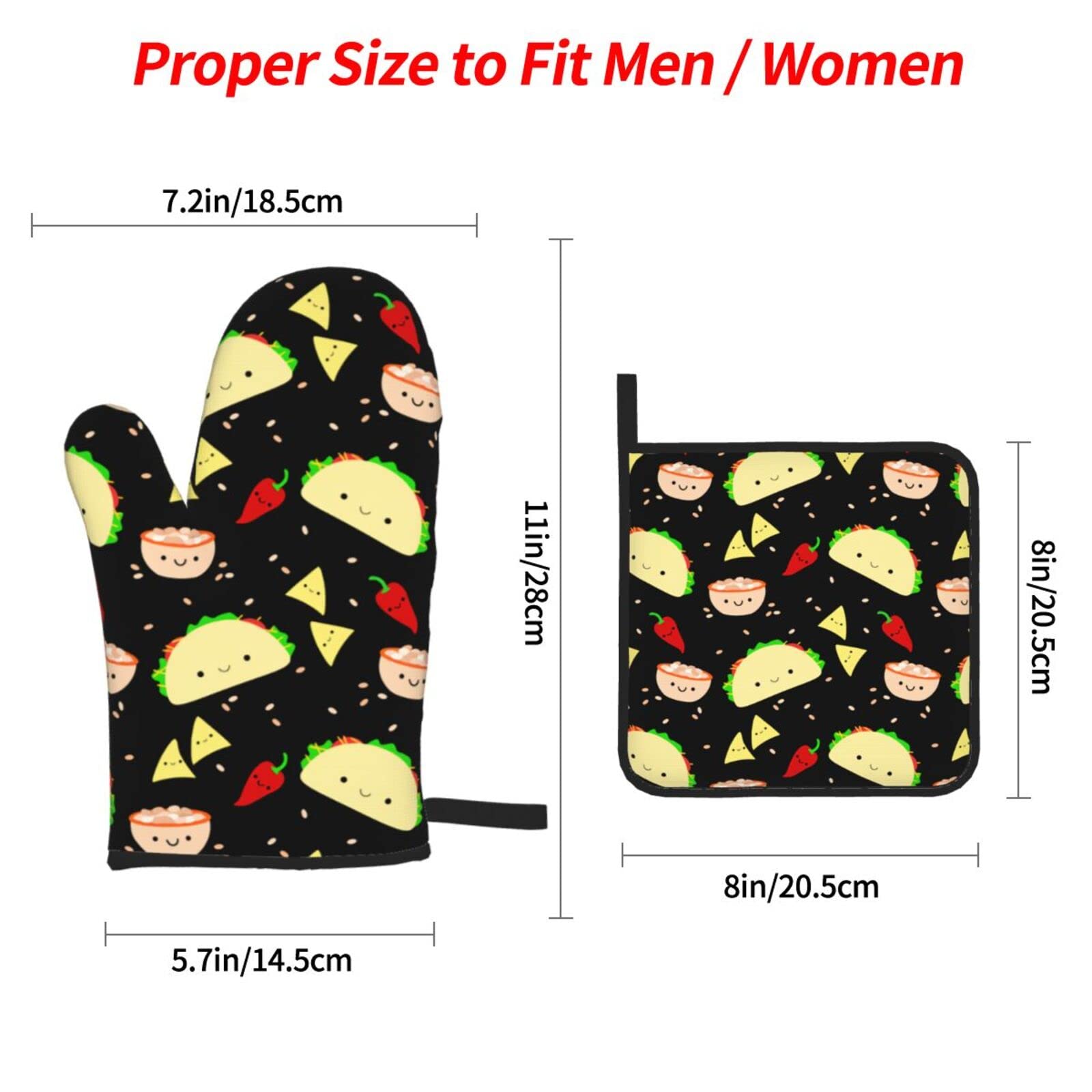 Juego de 4 manoplas para horno con temática de pizza y soportes para ollas, guantes resistentes al calor para cocina, hornear, asar y barbacoa
