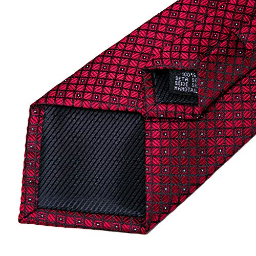 Image of DiBanGu Extra Long Tie for Men 63 inch XL Silk Necktie Set | Pocket Square and Cufflinks, Big and Tall, Jacquard Woven, Gift Box, Paisley /Plaid /Solid /Striped, for Weddinng Party Business