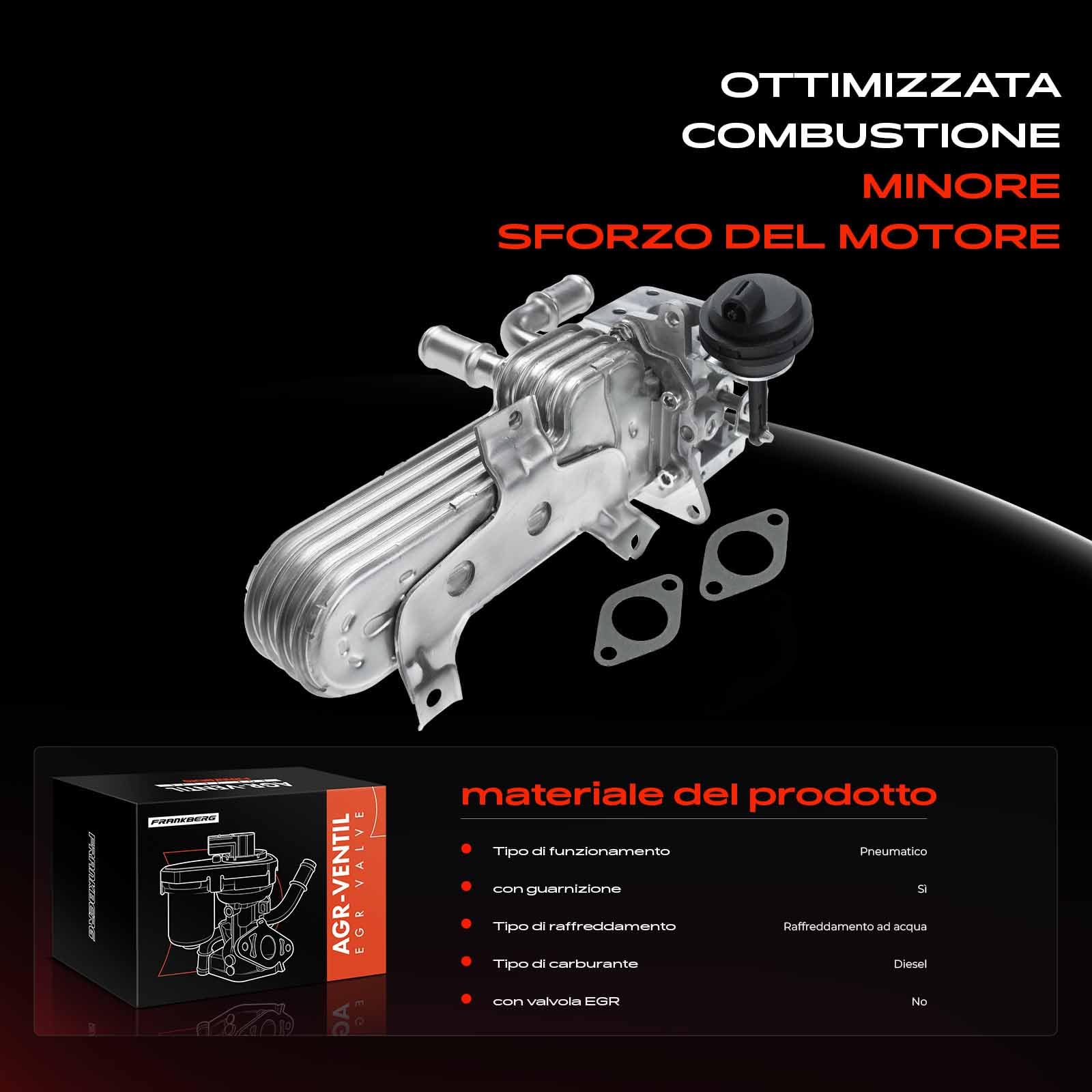 Frankberg Ricircolo dei gas di scarico del radiatore della valvola EGR | 038131063D, 038131063D; Compatibile con: Golf IV Variante 1J5, Altaea XL 5P5 5P8, New Beetle 1C1 9C1