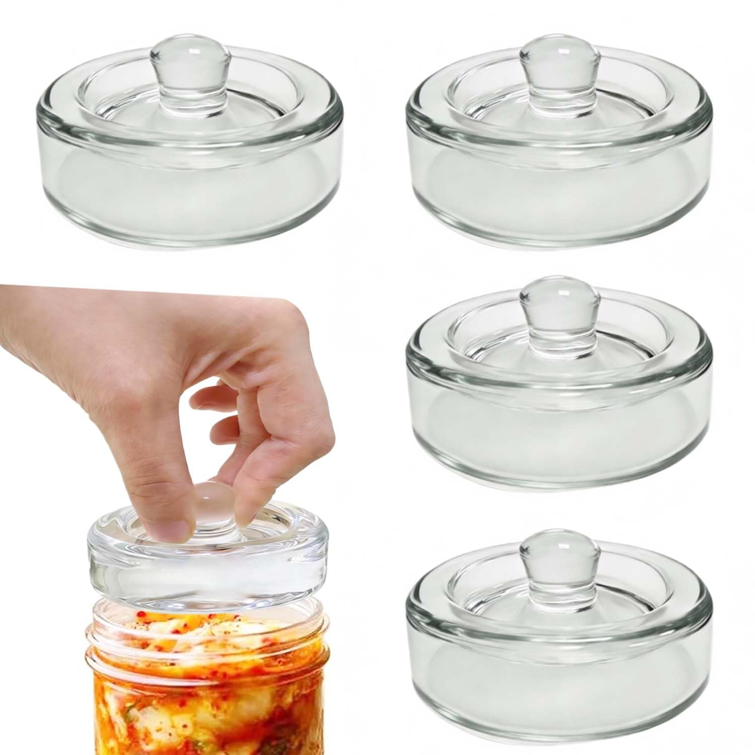 CDDCWZ Set of 4 Fermenting Weights with Diameter 8 cm, Glass Weights for Fermenting Vegetables in Brine, Ideal for Fermenting Sauerkraut Kimchi, Cucumbers and Other Fermented Foods