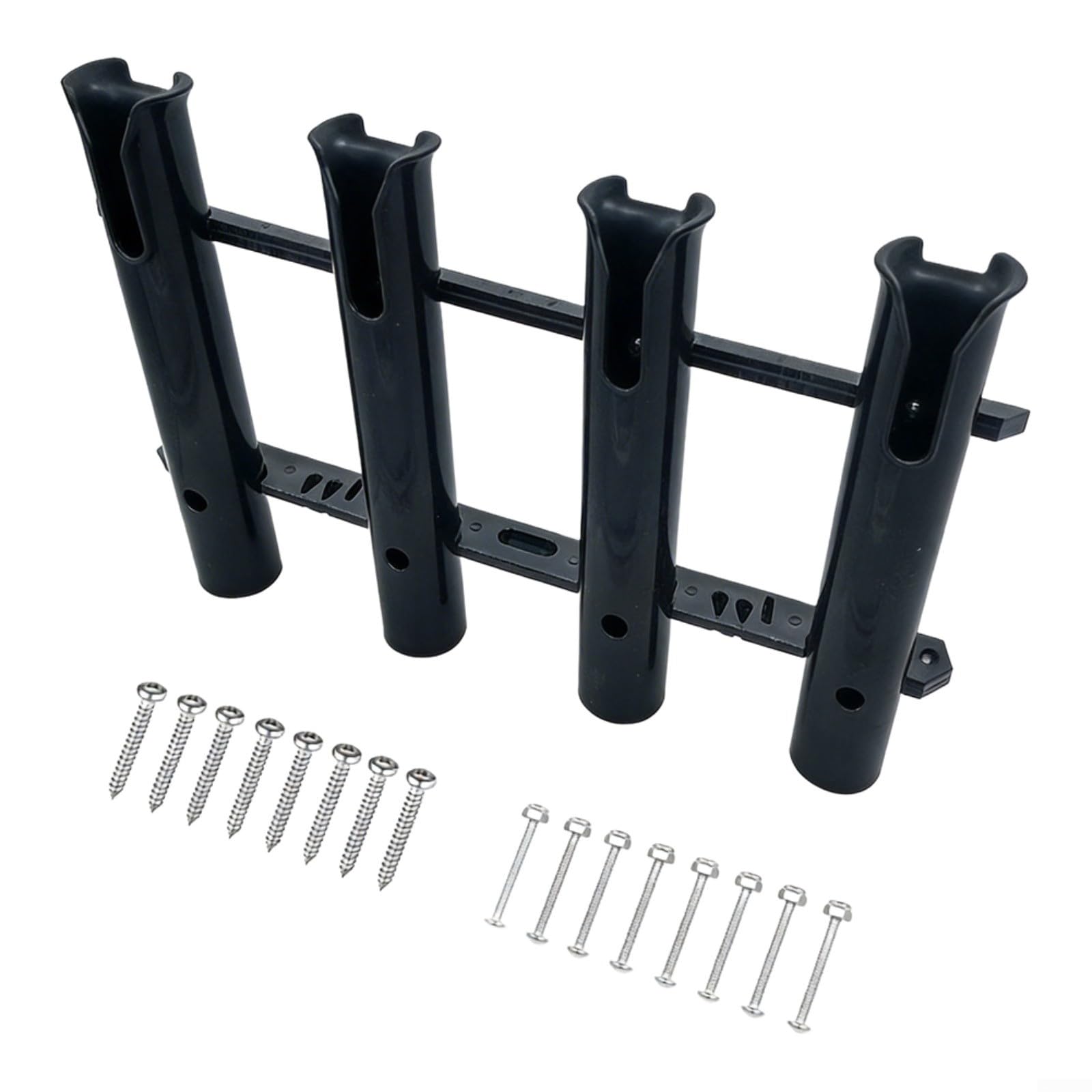 Confezione da 4 supporti per canna da pesca, montaggio a parete, in plastica, stabile, per yacht, kayak, uso marino, nero, 475 x 305 mm