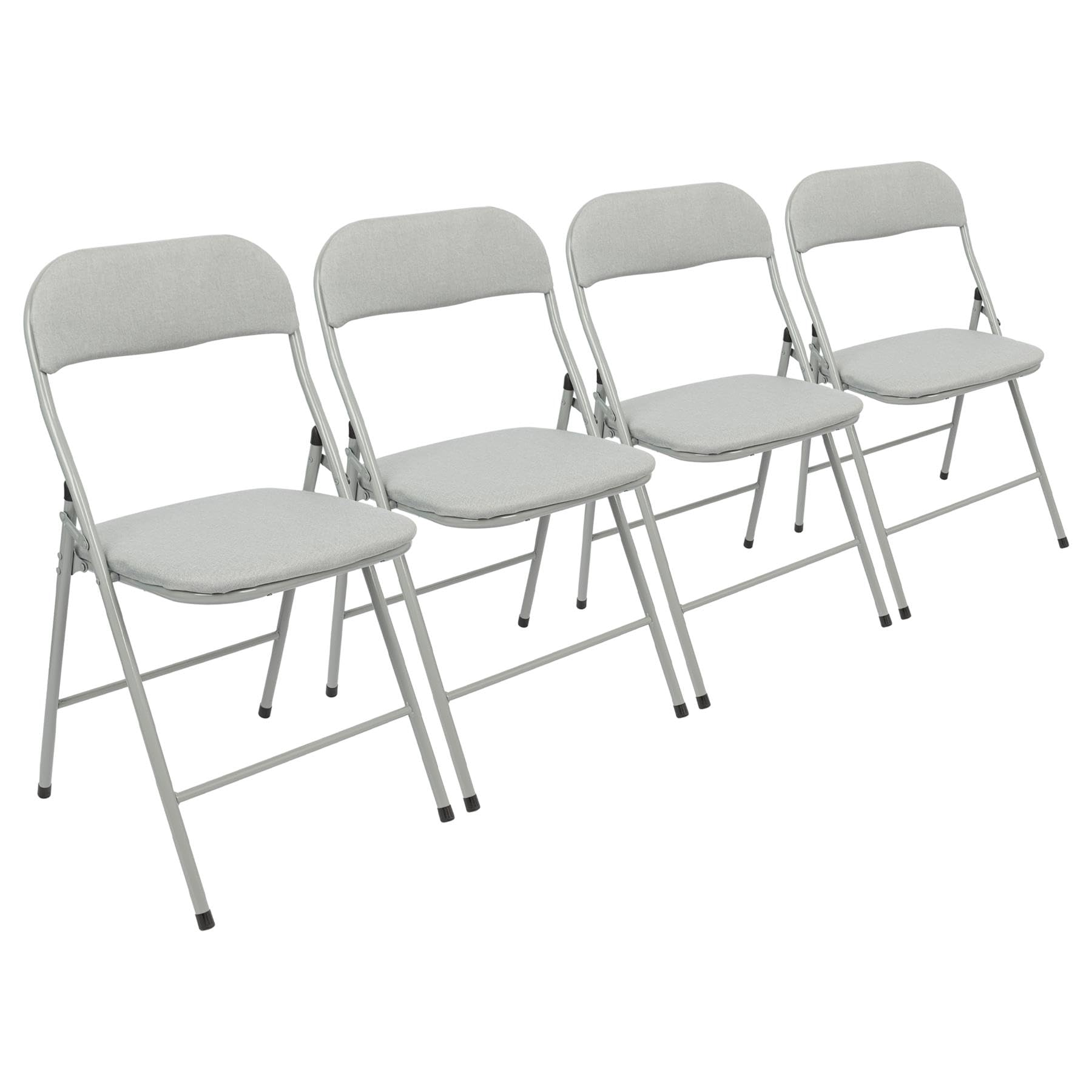 Harbour Housewares Fabric Padded Folding Chairs - Grey - Set of 4 - Cushioned Foldable Chair with Metal Frame Fabric Upholstered Seat Folding Seats Indoor for Home, Dining, Office