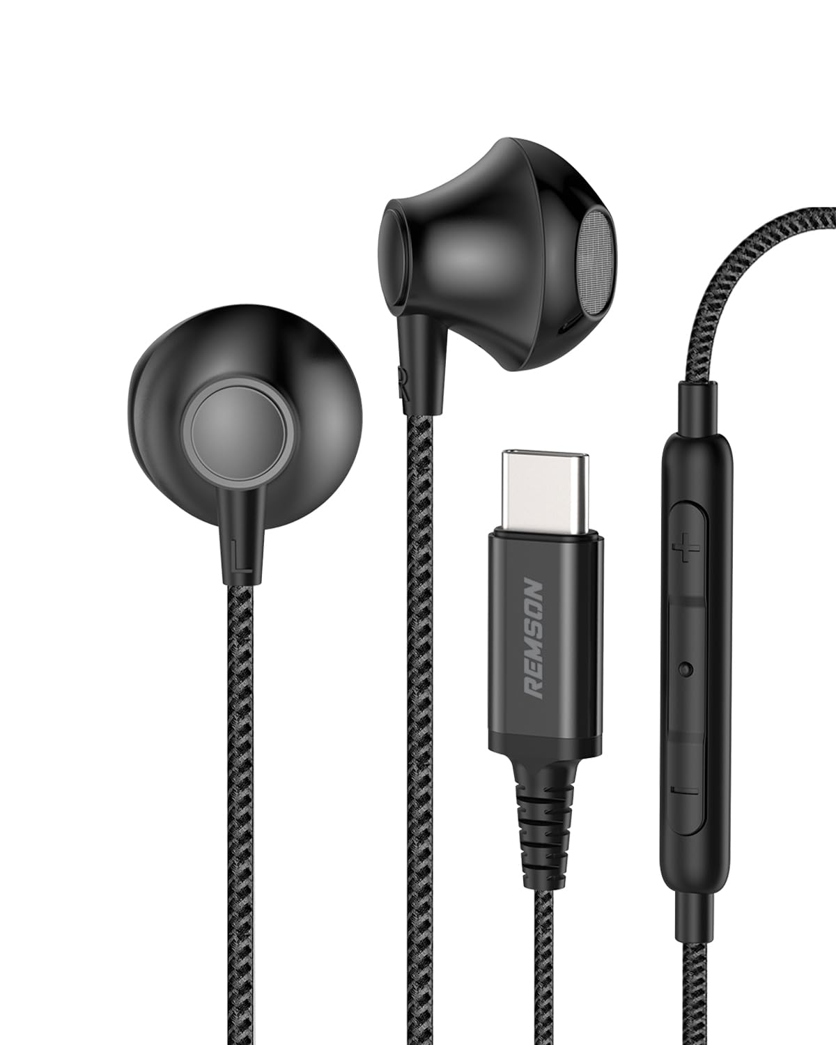 Wired Stereo Earphones USB Type-C Connector Headphones Earphones Earbuds Hi-Fi In-Line Remote Compatible for Samsung Galaxy S21 Ultra 5G S20 FE Note 20/10, iPad Pro 2018 and Mac Book (Black)