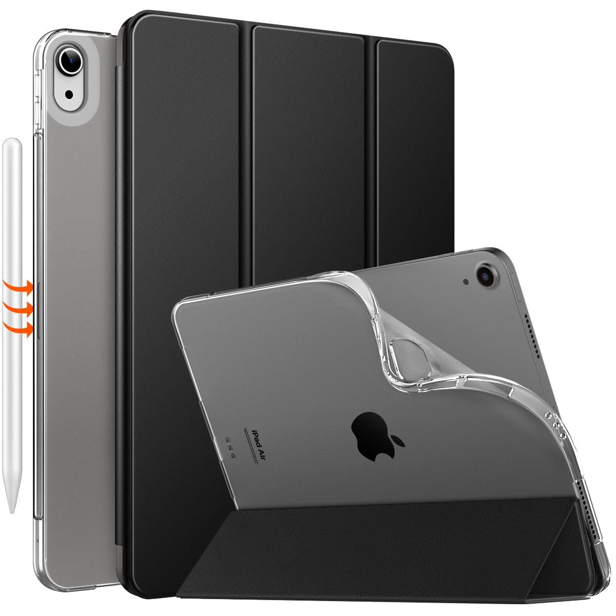 MoKo iPad Air (M4/M3/M2) 11インチ ケース、iPad Air 第5/4世代 10.9インチ カバー Black