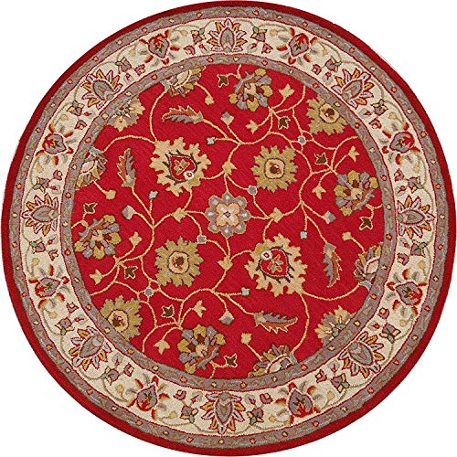 Image of Classical Look Handmade Round Carpet with Super Soft & Pure Woolen Carpet for Your BEDROOMS & Living Room with 1 INCH Pile Height 4 X 4 FEET (120x120 cm) Multi