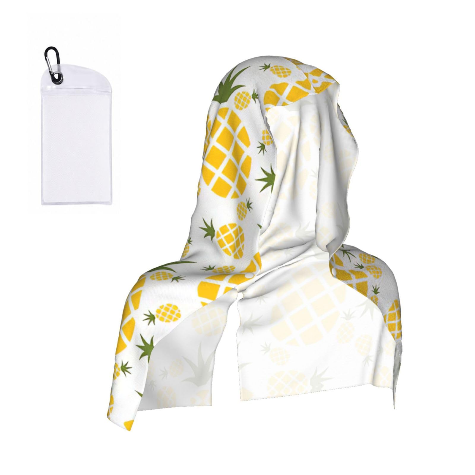 DUWAA Pineapple. Print Reusable Hoodie Cooling Neck Wrap, Hot Weather Outdoor Sports Workout Head Towel For Stay Chill