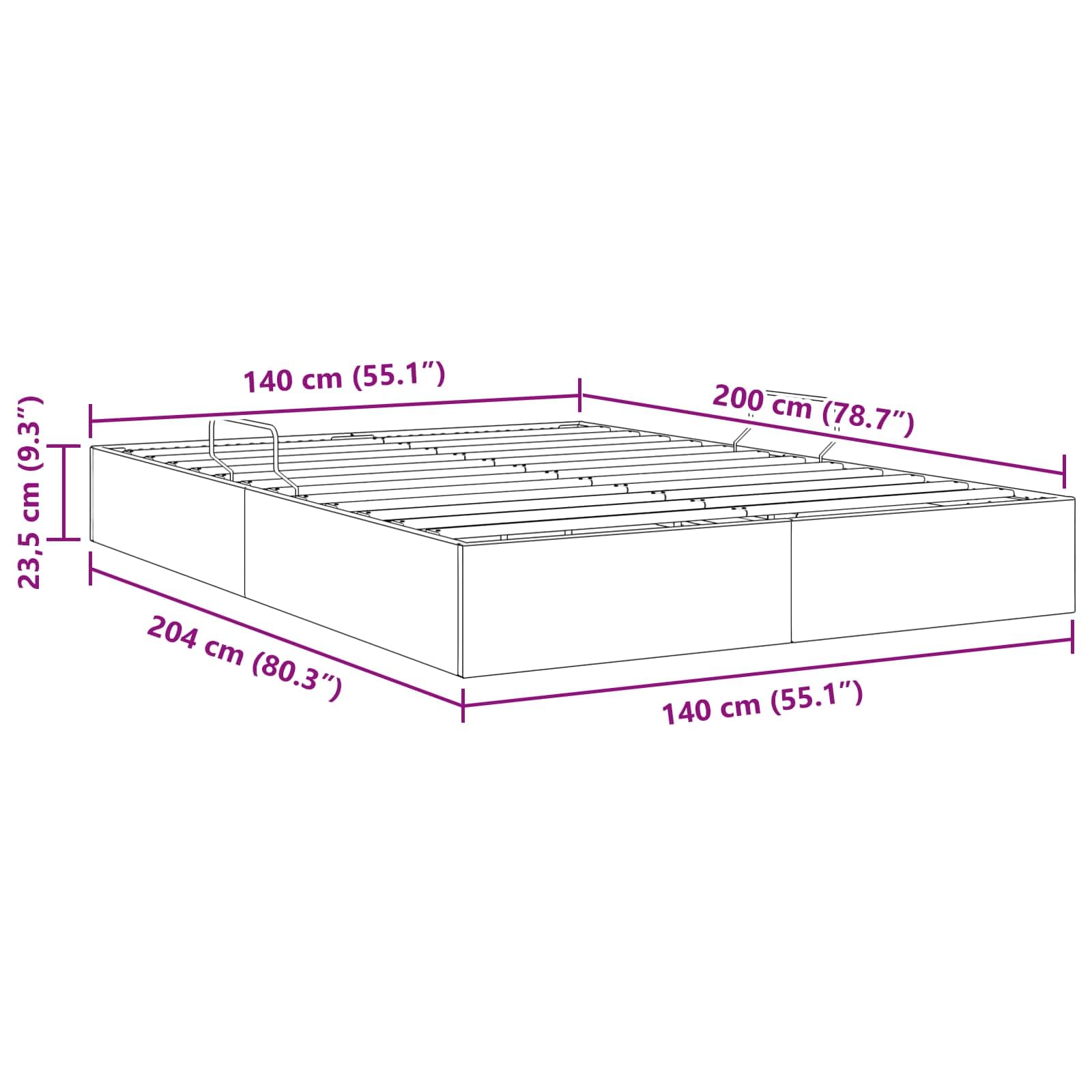 vidaXL Ottoman Bettgestell mit Speicher Schwarz 140 x 200 cm Stoff