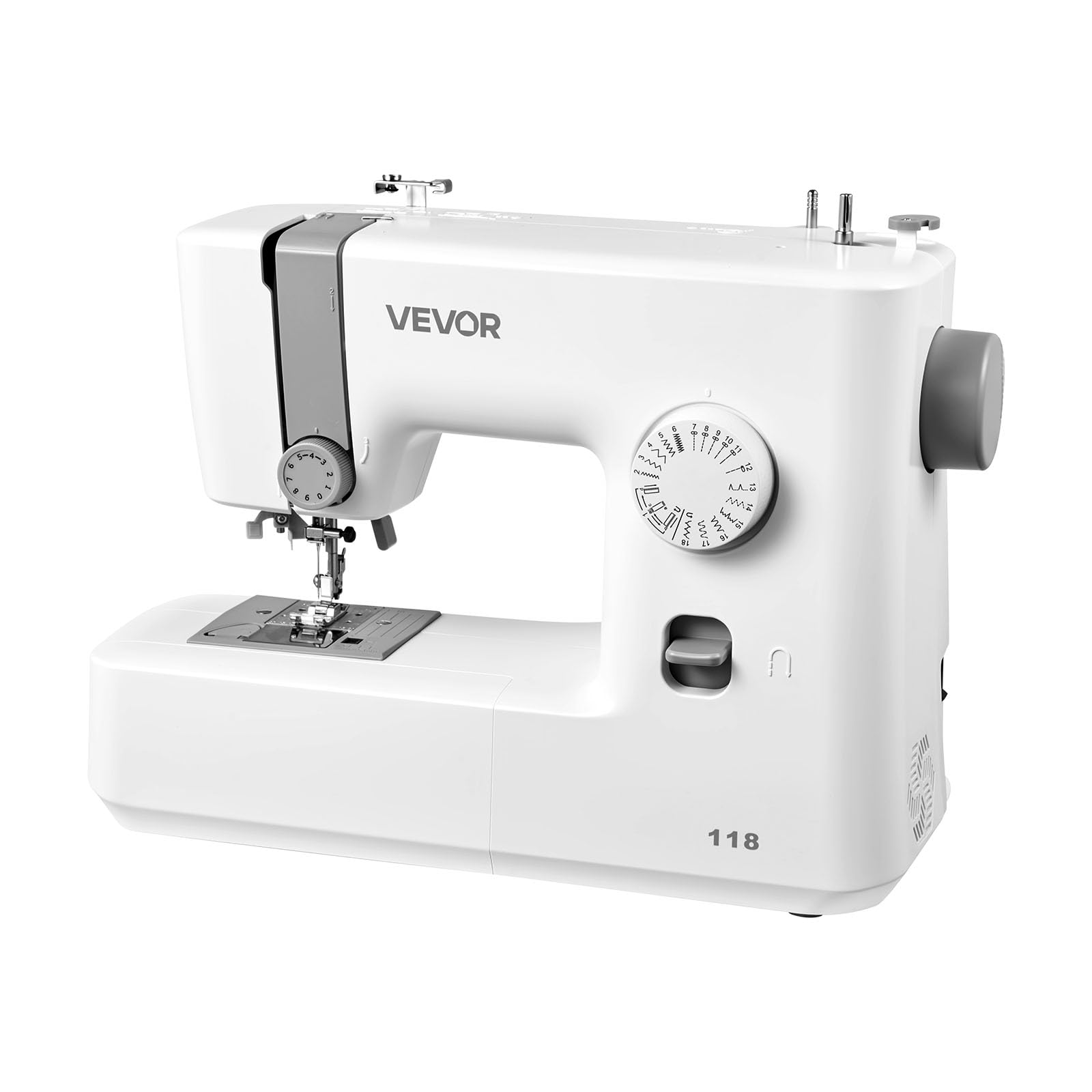 VEVOR Macchina da Cucire Computerizzata con 18 Applicazioni di Punti, Schermo LED Pedale, Robusta Struttura in Metallo, Macchina da Cucire Frequenza 700 Punti/min per Lavori Artigianali, Bianco