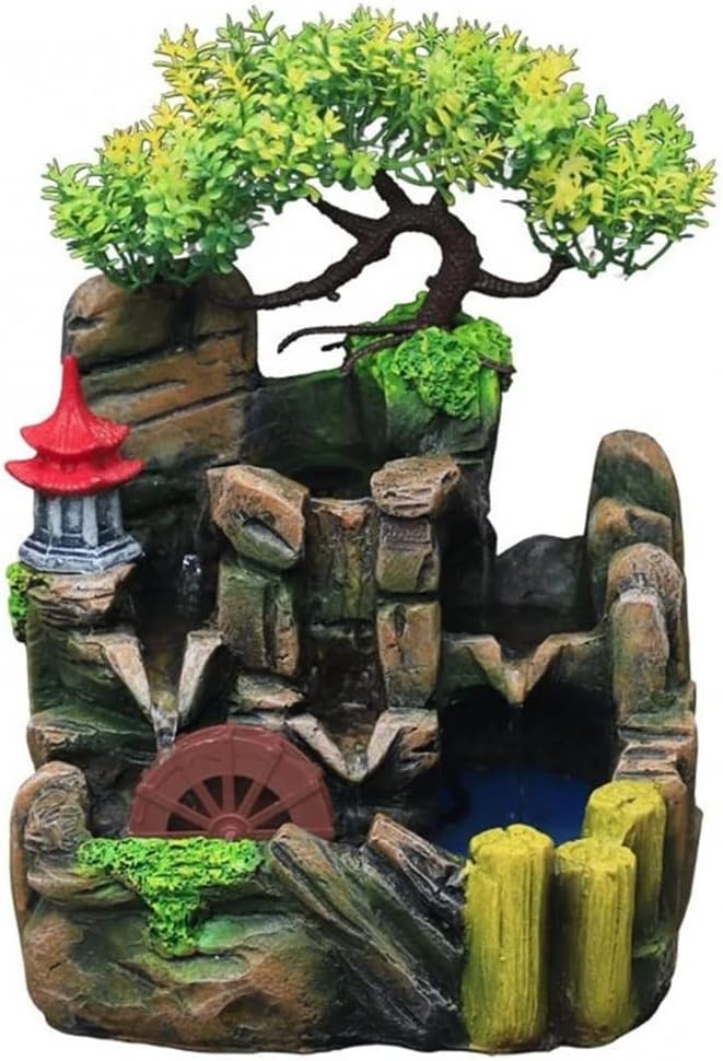 LED Resin Rockery Waterfall Fountain Simulation Mountain Model Decoration Home Decor