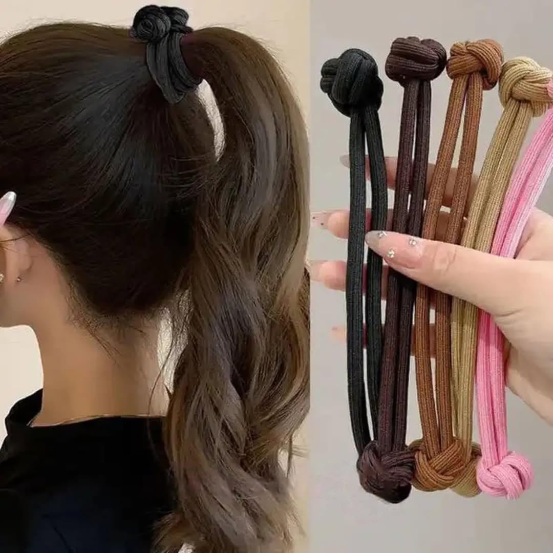 Onward Knotted Hair Ties, Elastic Ponytail Holders, Multi-Color Pack, 3 Pieces-image-8