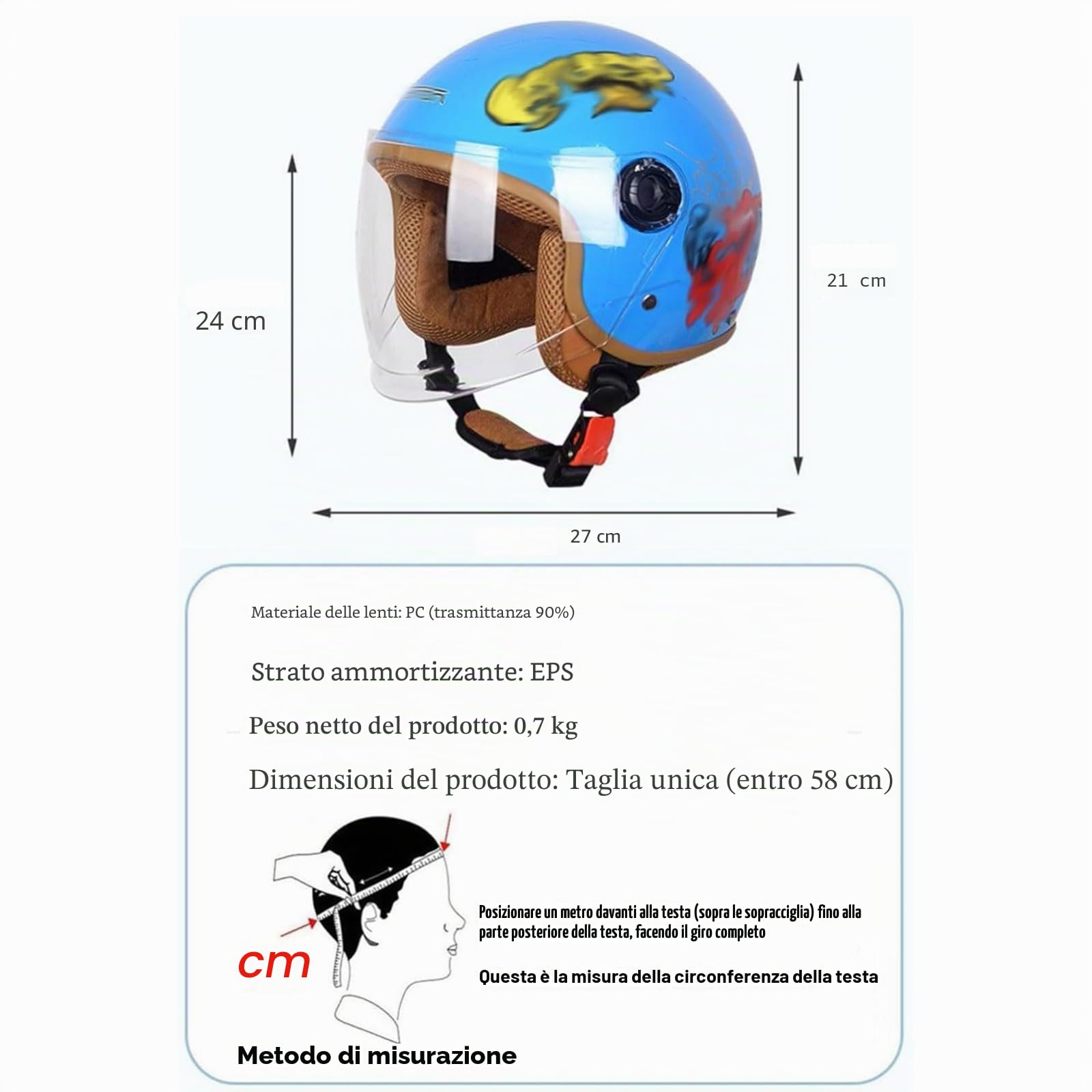 Casco Moto Per Bambini, Casco Scooter per Ragazzi e Ragazze di 4-16 Anni, con Visiera Antigraffio, Scooter Elettrico Omologato ECE/DOT Gloss Black